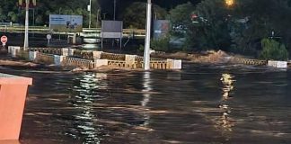 FOODING: The water level had reached the surface in Sprigg Street last night Picture: SUPPLIED